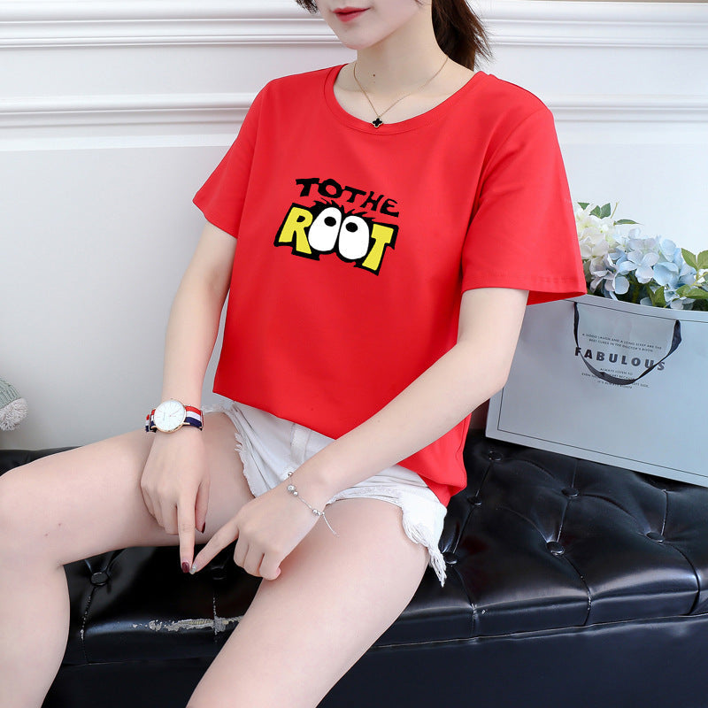 Loose Joker Half Sleeve Top Tide Letters