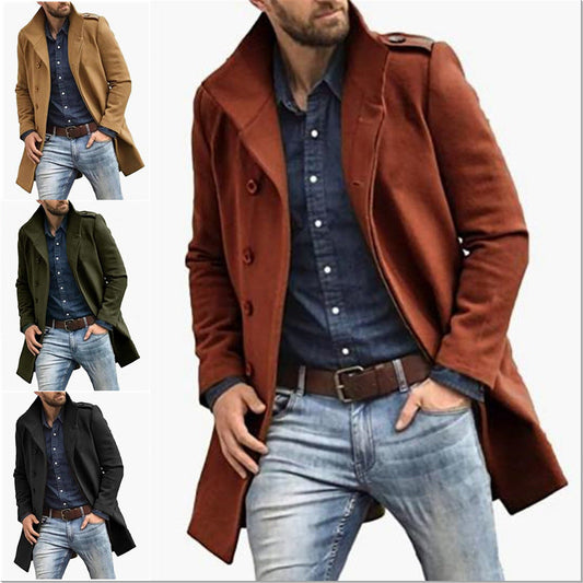 European Style Woolen Men's Coat Autumn And Winter New Thickened Coat