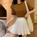 College style high waist slim white a-line skirt