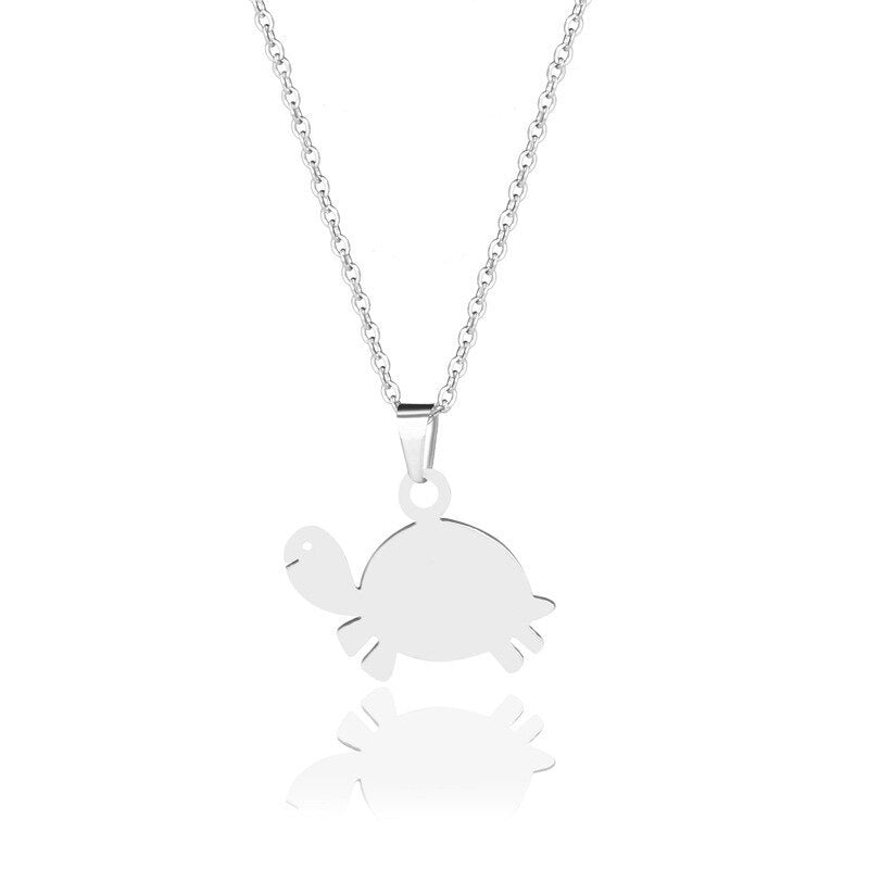 Stainless steel hollow marine animal turtle necklace