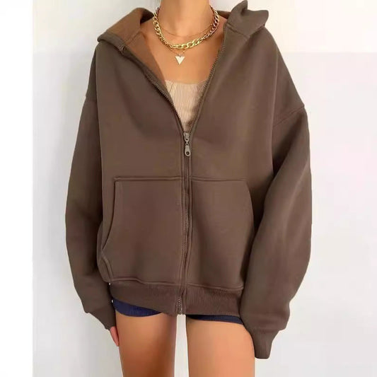 Women's Zipper Hooded Cardigan Coat