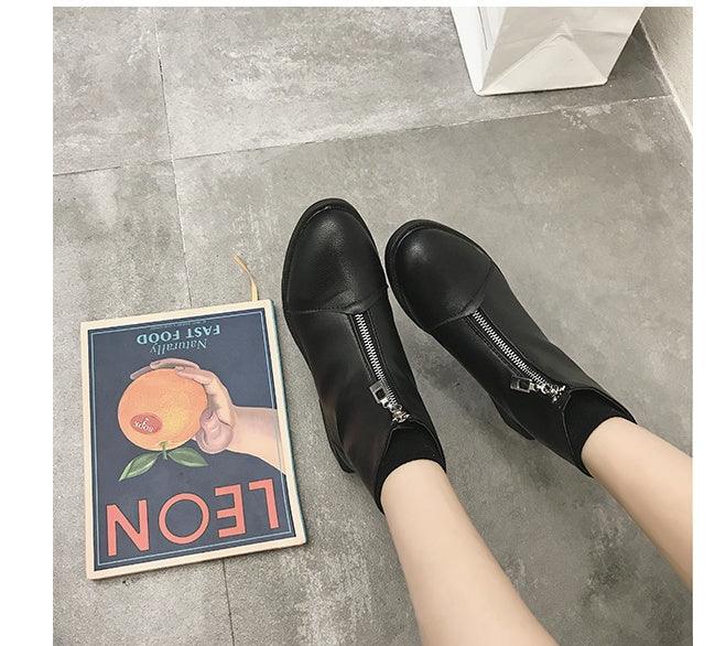 Martin boots female summer British style Korean version of the wild student guidi white front zip short boots