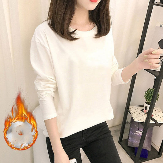 New Velvet Padded Long-Sleeved Women's Bottoming Shirt