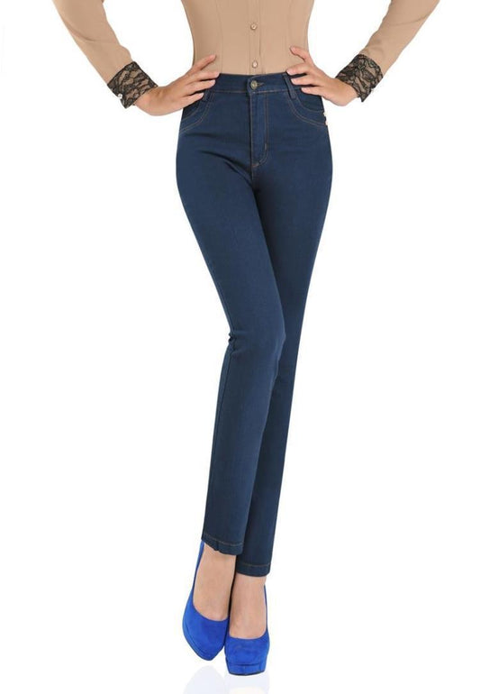 Summer Stretch Jeans Plus Size High Waist Pants Korean Style Slim