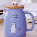 450ml Cartoon Ceramics Cat Mug With Lid and Spoon Coffee Milk Tea Mugs Breakfast Cup Drinkware Novelty Gifts
