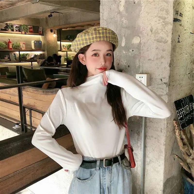 Half Turtleneck Women's Black Bottoming Shirt