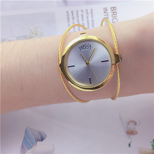 Retro Girls' Watch Round Single Steel Wire Bangle Watch