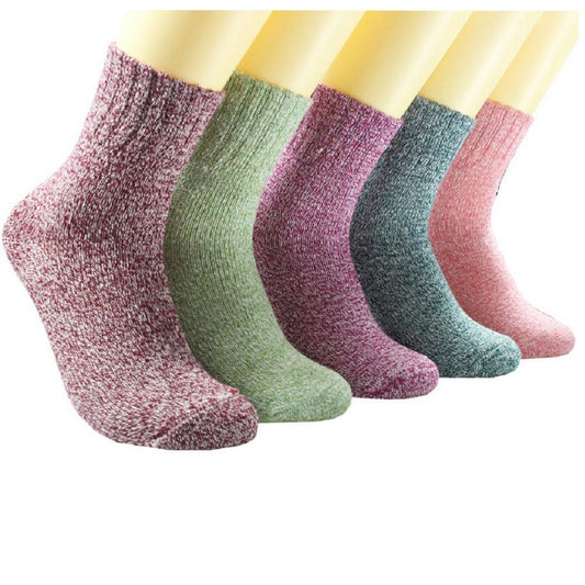 Pure color ethnic style retro thick warm wool socks