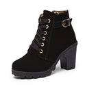 Cuculus New Spring Winter Women Boots High Quality Solid Lace-up European Ladies shoes PU Fashion high heels Boots 656