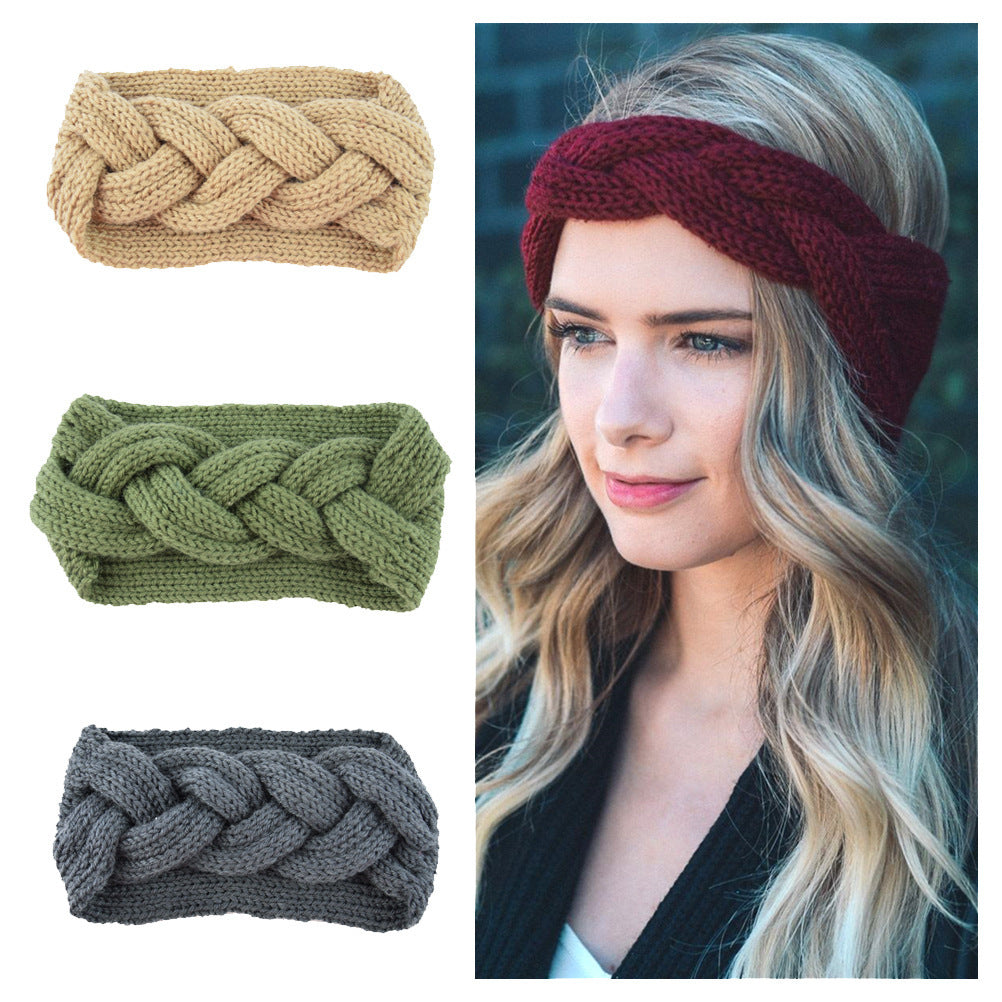 Ladies Knitted Wool Headband Crossover Head Cover