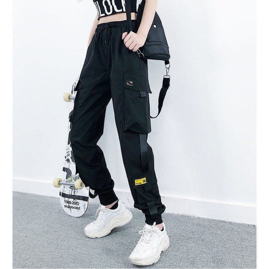 Hip hop work clothes corset wide leg pants