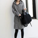 Women's Mid-length Hooded Waist Wide Loose Sweater Coat