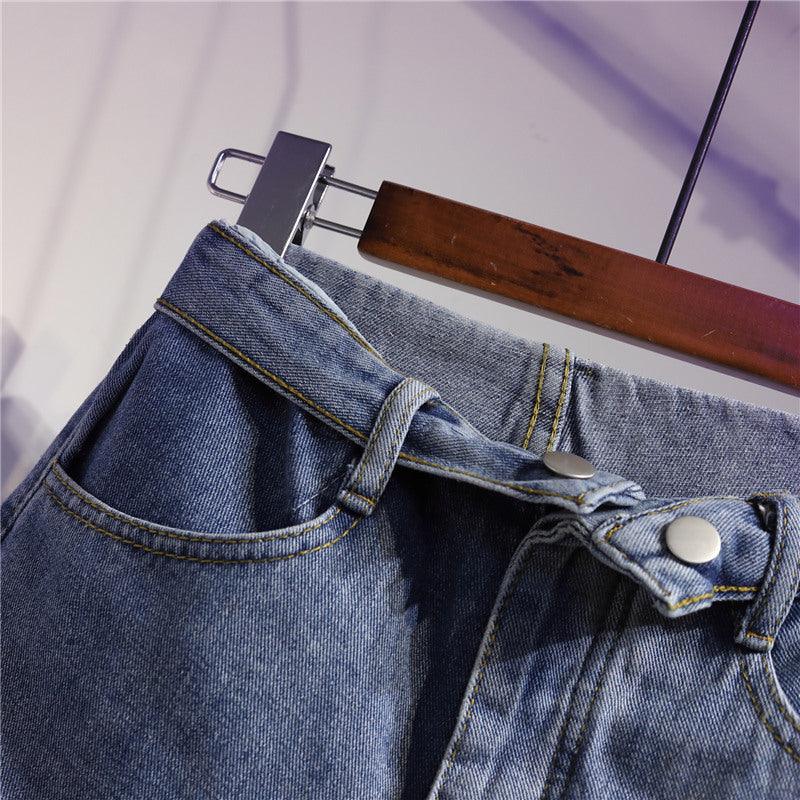 High waist student denim shorts