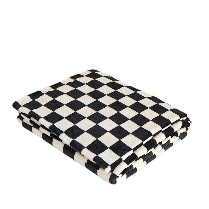 Chessboard Flannel Blanket Thickened Milk Flannel Blanket