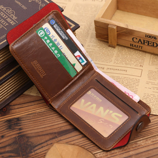 Tri-fold retro casual wallet card holder