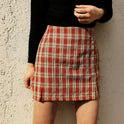 High Waist Plaid Skirt