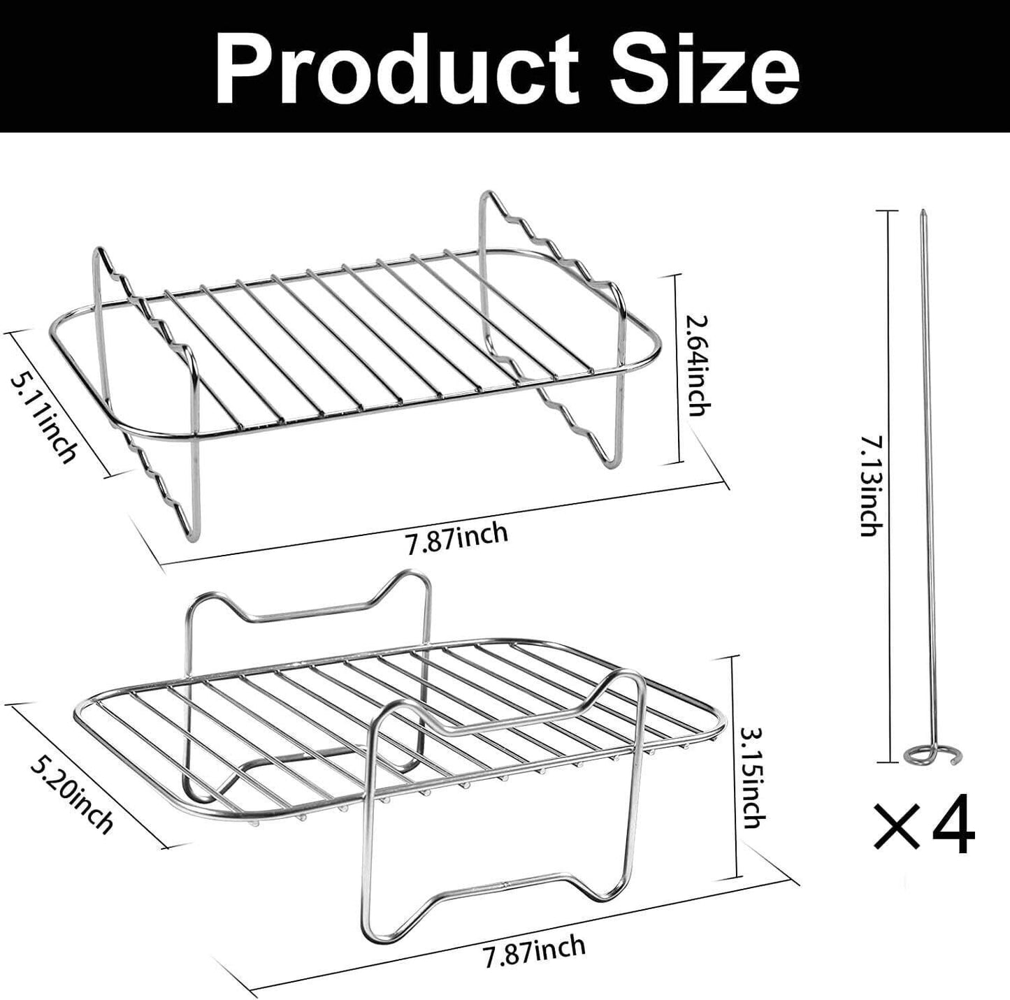 Air Fryer Rack And Grill Rack 8PCS Steel Griller Double Basket Accessories