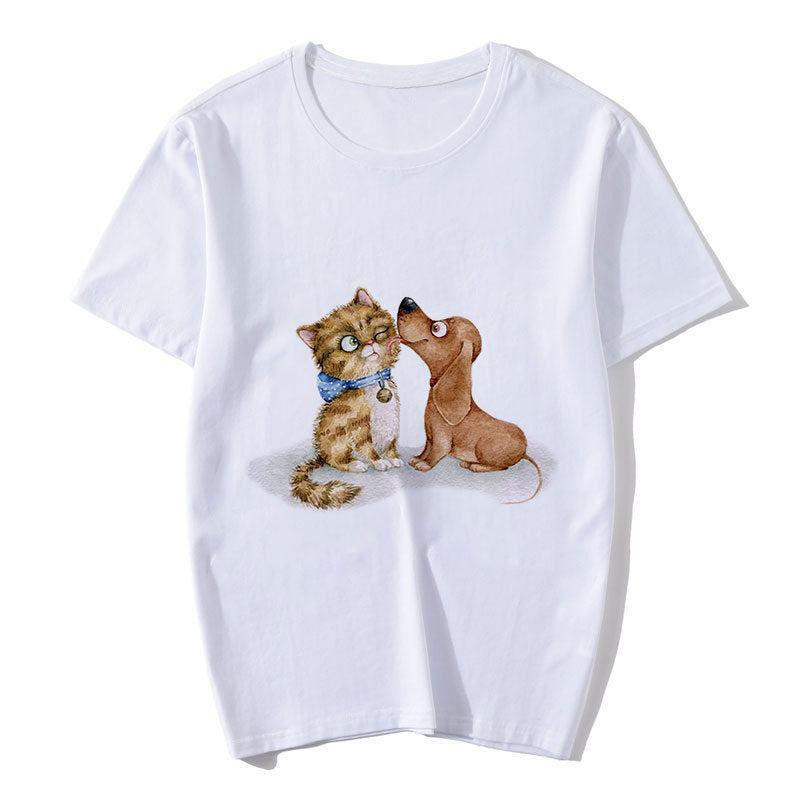 Cute Cartoon Animal Print Short Sleeve T-Shirt For Lovers