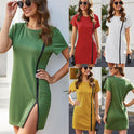 Short-sleeved Elastic Slim-fit Buttocks Ladies Dress