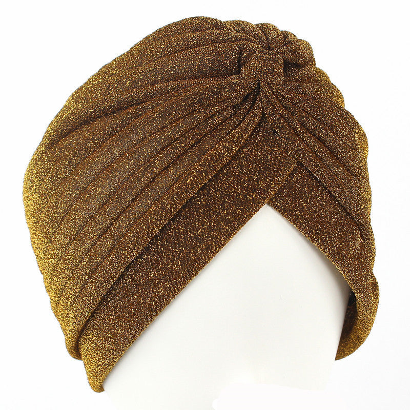 New Gold Bright Silk Indian Hat Turban Hat