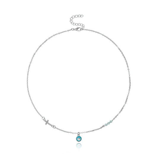 Pendant Fashion Cross Clavicle Chain Simple European And Beautiful Turquoise Necklace