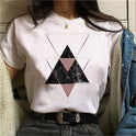 Simple Geometric Graphic Print Ladies Plus Size Casual T-shirt