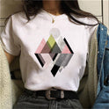 Simple Geometric Graphic Print Ladies Plus Size Casual T-shirt