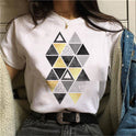 Simple Geometric Graphic Print Ladies Plus Size Casual T-shirt