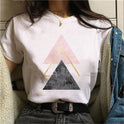 Simple Geometric Graphic Print Ladies Plus Size Casual T-shirt