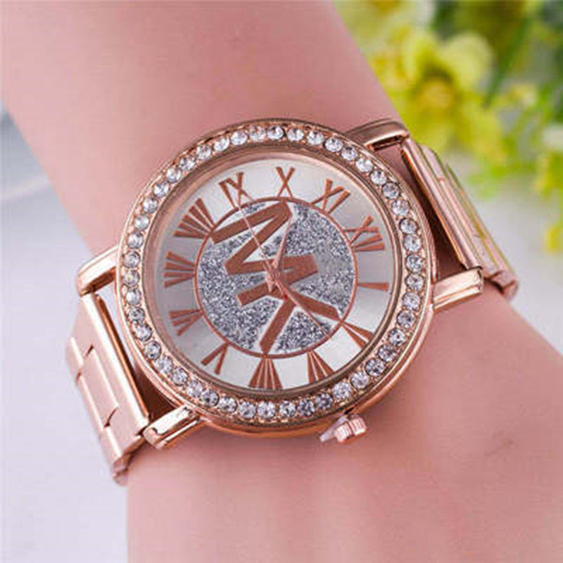 Alloy Diamond Fashion Trend Steel Band Men's Watch