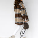 Autumn And Winter Long-sleeved Plaid Coat Shirt Women