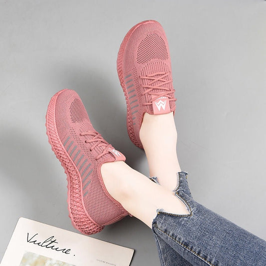 Ladies Flying Woven Casual Shoes Single Shoes Soft Sole Wear-Resistant