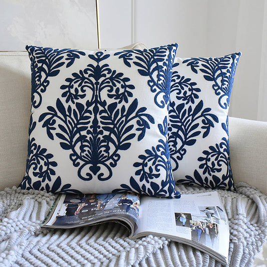 Retro Pillowcase Blue And White Porcelain Embroidery Series Waist Pillowcase