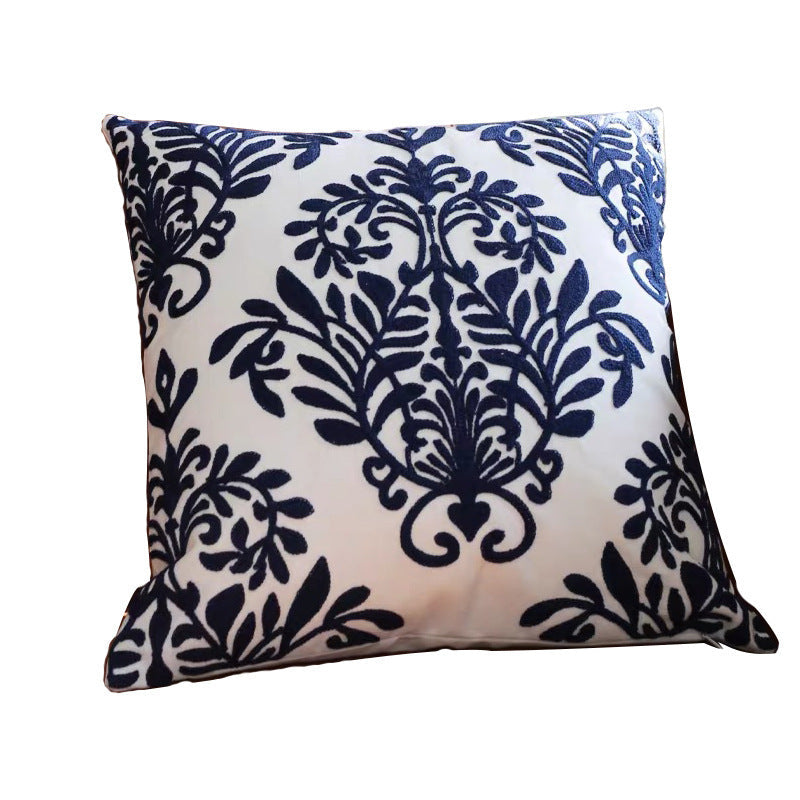 Retro Pillowcase Blue And White Porcelain Embroidery Series Waist Pillowcase