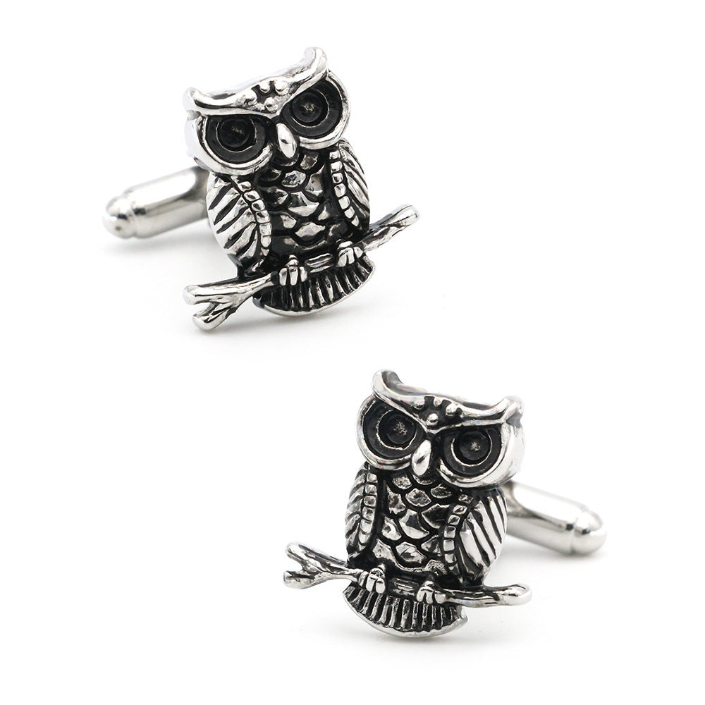 Animal Series Black Vintage Owl Cufflinks