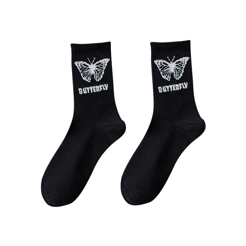 Explosive Style Socks Ladies Mid-Tube Butterfly Casual Women's Socks