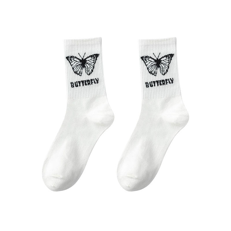 Explosive Style Socks Ladies Mid-Tube Butterfly Casual Women's Socks