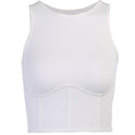 Rib Stitching Short Round Collar Solid Color Vest Woman