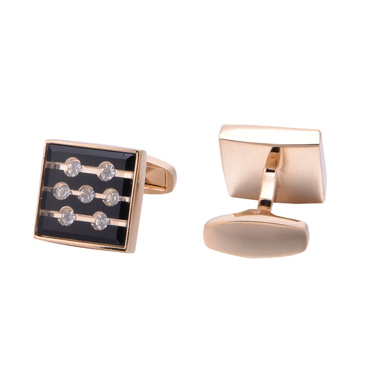 High-Quality Diamond-Studded Rose Gold Simple And Fashionable French Cufflinks