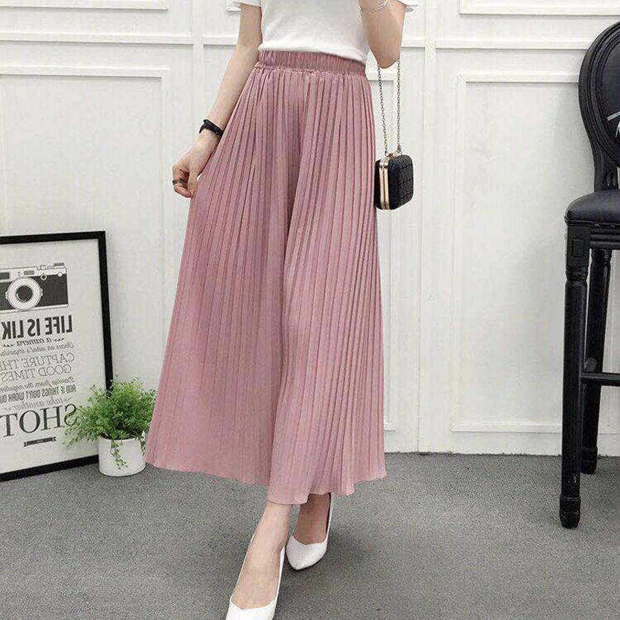 Summer Pleated Wide Leg Pants Thin Women's Eight Quarter Hakama
