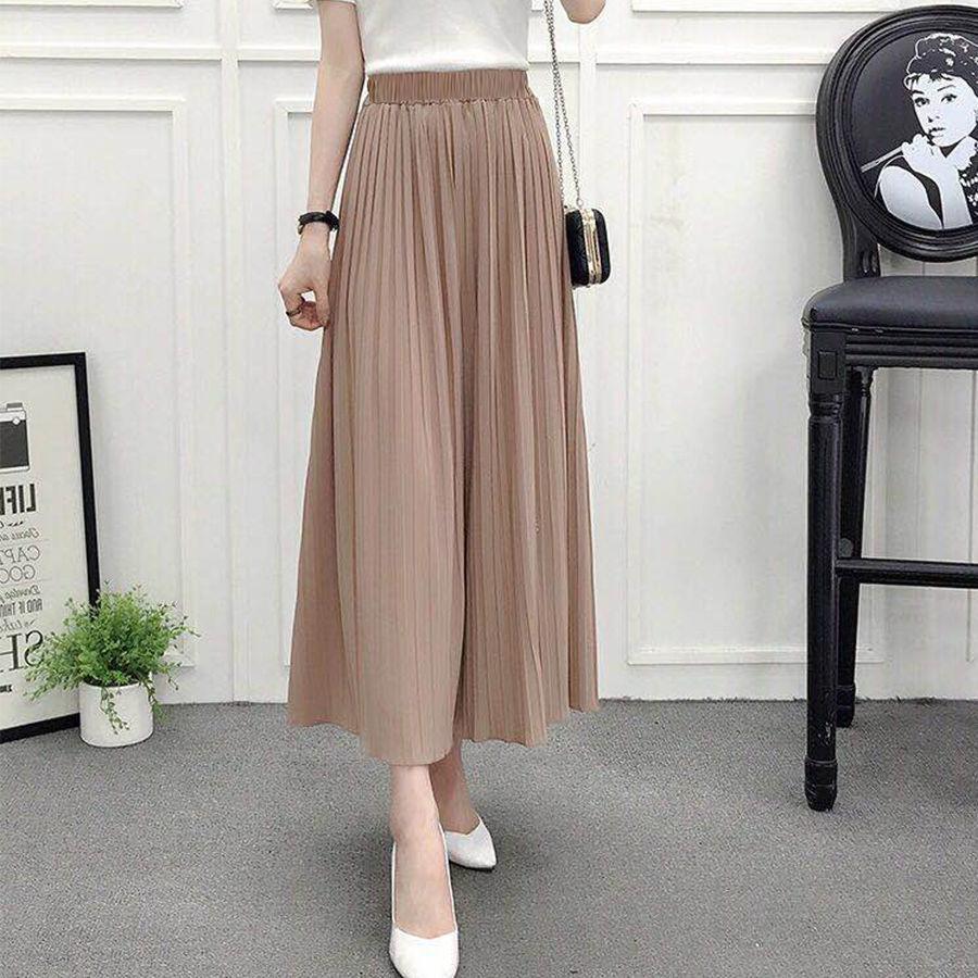 Summer Pleated Wide Leg Pants Thin Women's Eight Quarter Hakama