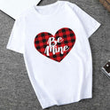 Love Heartbeat Printing Fun Casual Round Neck Pullover T-Shirt Bottoming Shirt