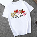 Love Heartbeat Printing Fun Casual Round Neck Pullover T-Shirt Bottoming Shirt