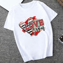 Love Heartbeat Printing Fun Casual Round Neck Pullover T-Shirt Bottoming Shirt