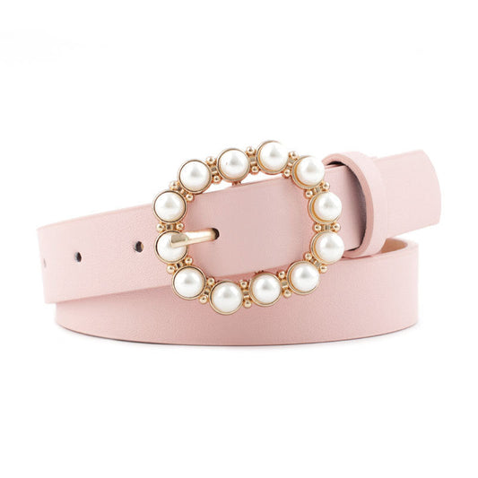 Leather pearl belt