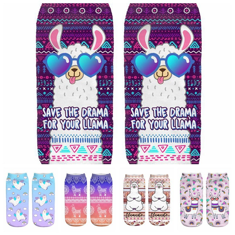 3D Digital Printed Alpaca Women's Pump Socks