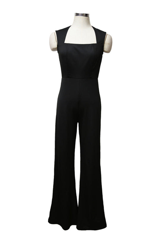 Square Neck Slim Sexy Women's Jumpsuit Flared Trousers