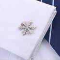 Silver Snowflake Diamond French Cufflinks Men's Shirt Cuff Buttons