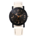 Musical Note Pattern Simple Dial Belt Quartz Watch