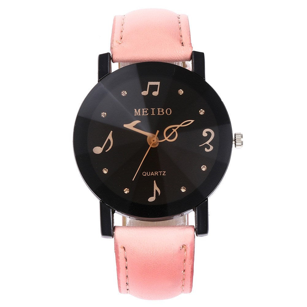 Musical Note Pattern Simple Dial Belt Quartz Watch